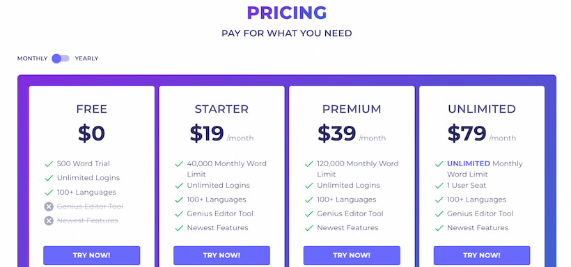 CopyGenius Pricing