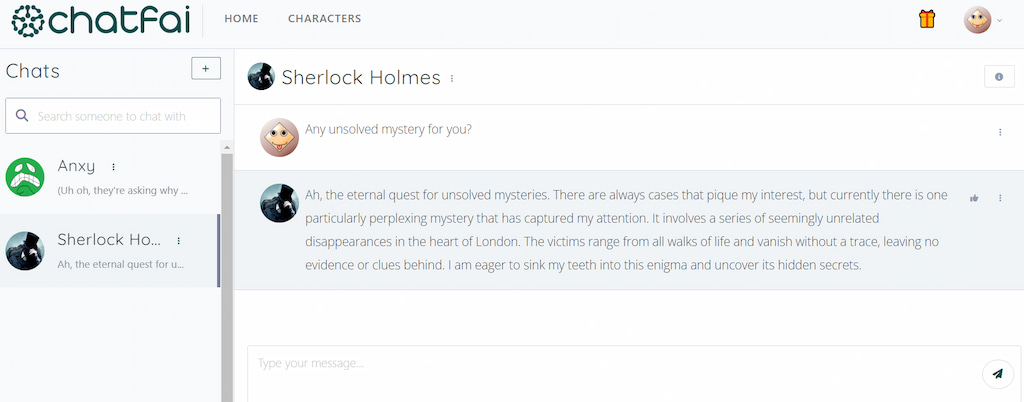 ChatFAI Sherlock Holmes Chat