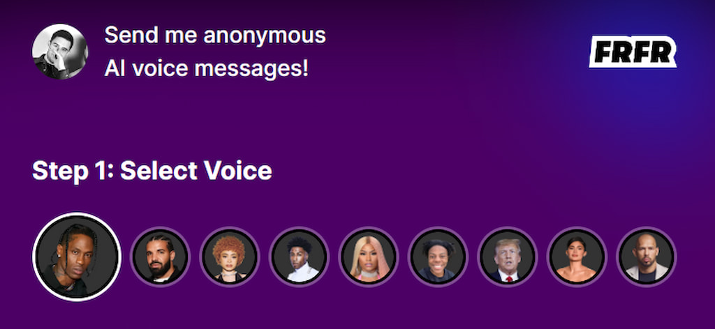 FRFR AI Voice Messenger - Voice Selection