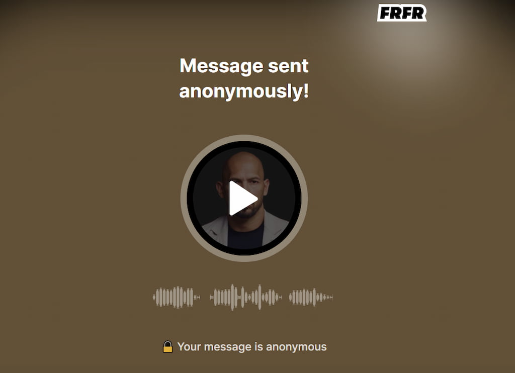 FRFR AI Voice Messenger - Message Preview