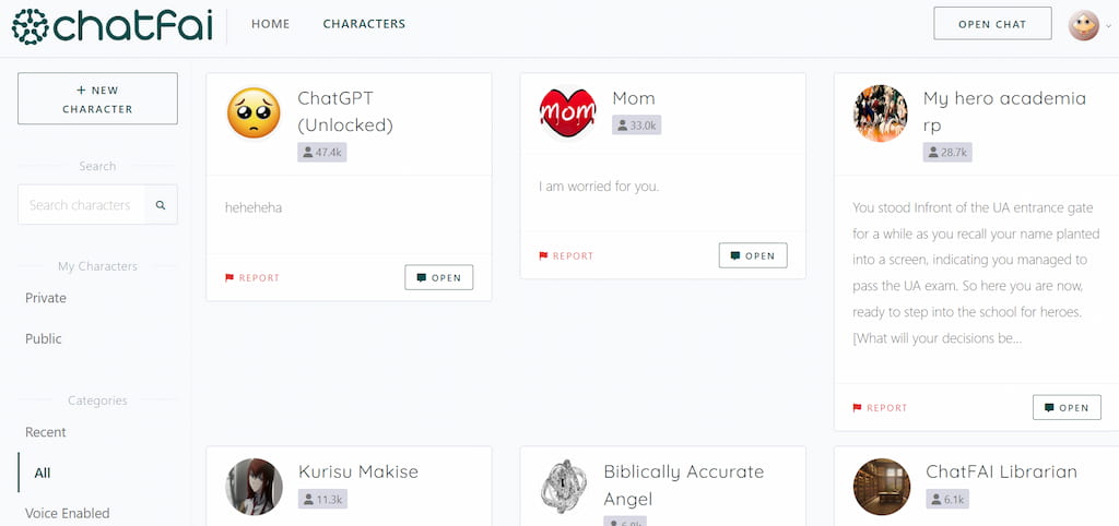 ChatFAI Characters